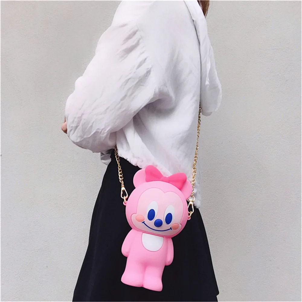 Q UNCLE Desk Supplies Kawaii School Supplies Silicone Office Stationery Chain Crossbody Bags Stationery Makeup Brush Storage Bag