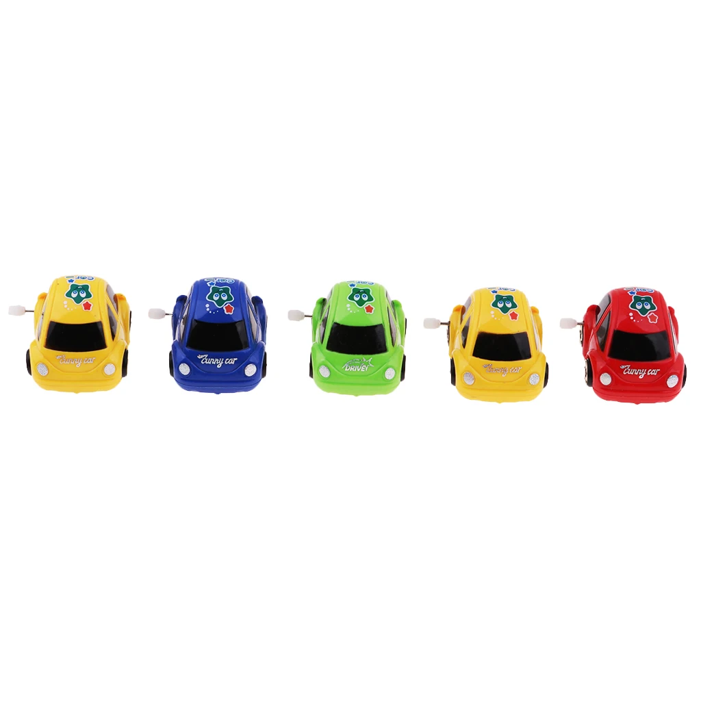 5-Pack Mini Plastic Wind-up Car Toys for Goody Bag Easter Eggs Filler Boy Toddler Gift Children