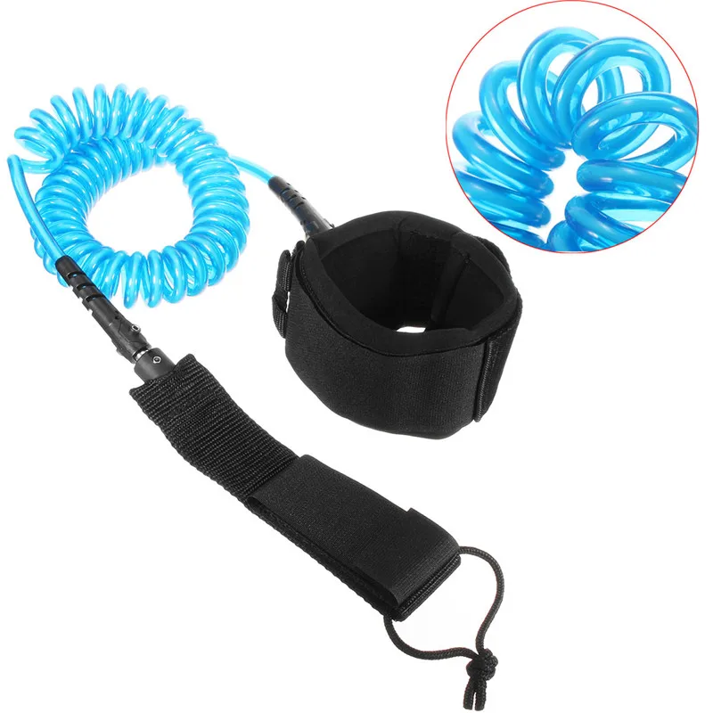 10ft 7mm Elastic Coiled Surfboard Leash Surfing Stand UP Paddle Ski