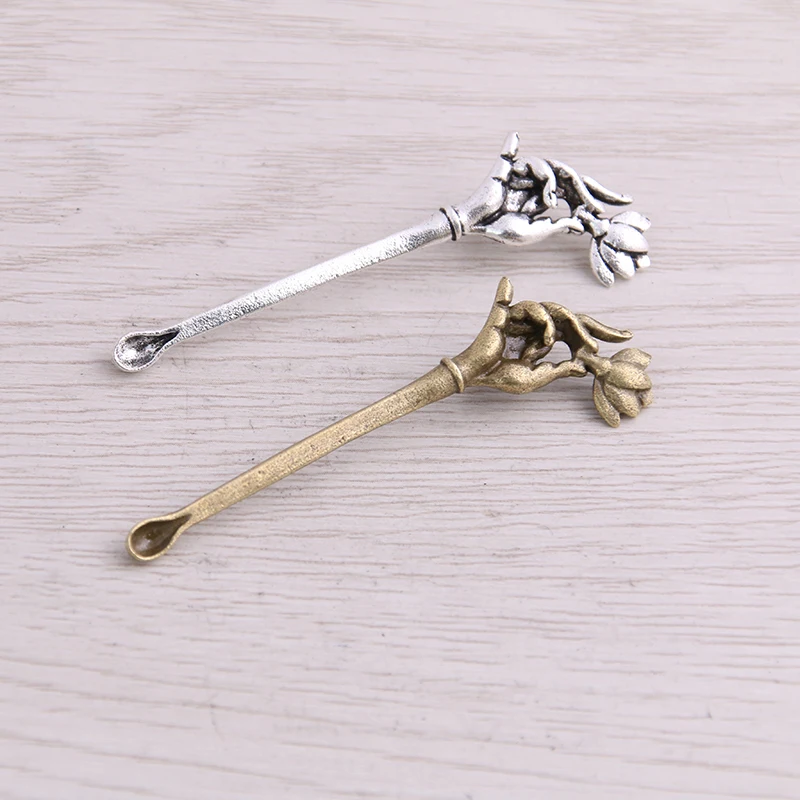 

SWEET BELL 16pcs 19*59mm Two Color Metal Zinc Alloy Lotus Hand Charms Fit Jewelry Can Lick Ears Pendant Charms Makings
