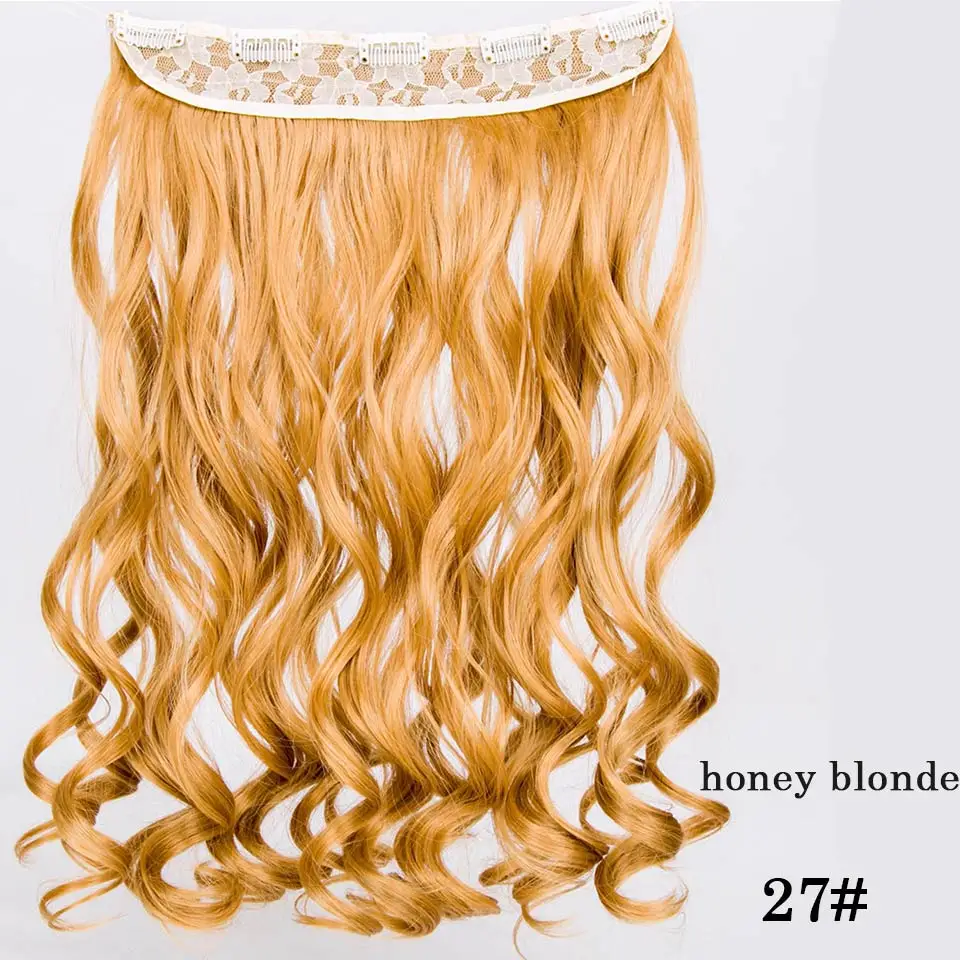Энергичные волнистые длинные 24 дюйма черный коричневый 5 клип в наращивание волос синтетические волосы кусок термостойкие для женщин - Цвет: 27