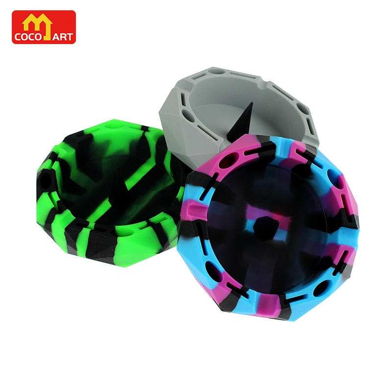 1 Silicone Geometric Ashtray  Unbreakable Multipurpose Portable Storage Tray - w/Glass Friendly Tapping Center 3