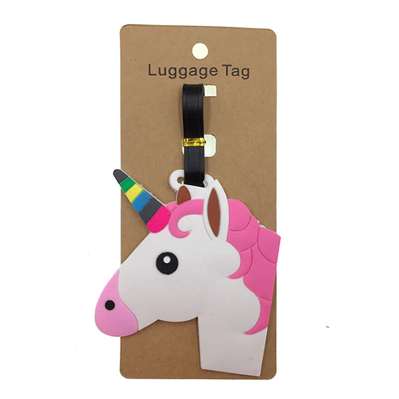 26 Cartoon Animal Unicorn Luggage Tags Portable Travel Accessories Silica Gel Suitcase Addres Holder Women Baggage Boarding Label - Цвет: 26