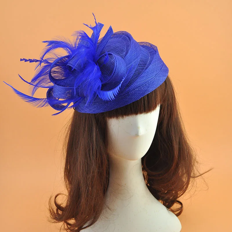 Birde hat Vintage Bridal Flax Feather Beret Hats Elegant Wedding Accessories Black Fascinator Hats Women's Formal Occasion