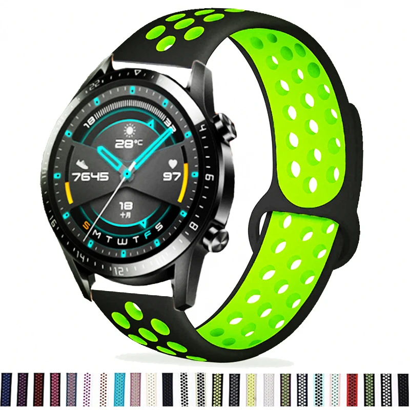 Ремешок силиконовый для Huawei Watch GT/GT2 46 мм спортивный браслет Honor Magic Smart Band TicWatch Pro 22 |