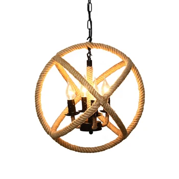 

Loft rope pendant light globe 4 lights industrial retro suspension light nordic fitting in bedroom farmhouse dining room kitchen