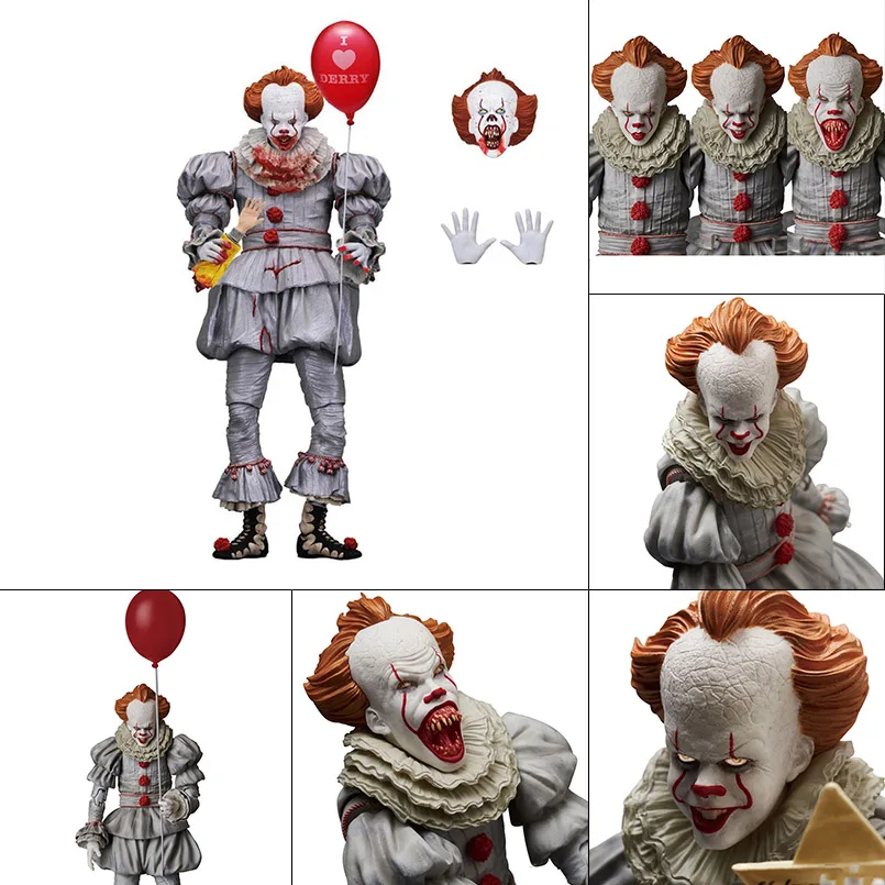 

18cm NECA Pennywise Joker clown PVC Action Figure Toys bloody version clown pennywise Decoration model toys Halloween kid gift