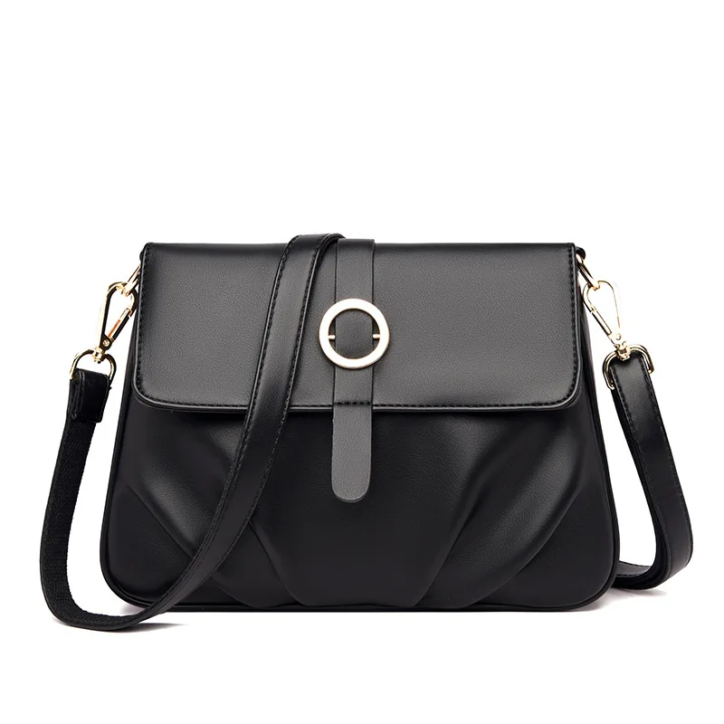 

2022 New Women's Bag Personalized Pleated Messenger Should Bag Urban Female Commuter Soft Leather Shoulder Bag