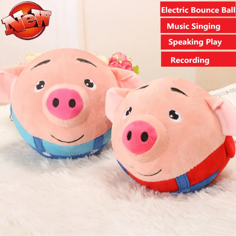 Battery Operated Jumping Singing Pig Plush Doll for Baby Toddlers Toys Red 