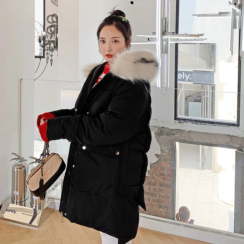 

Korean-style INS Hong Kong Style Winter Loose-Fit Mid-length down Jacket Cotton-padded Clothes Student Thick Cotton Overcoat off