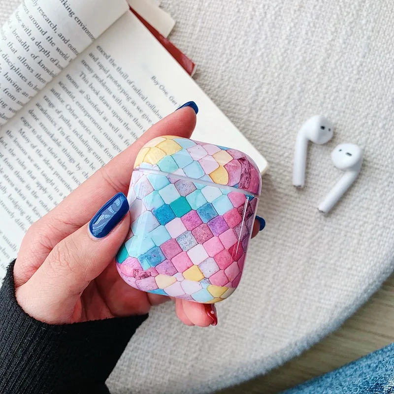 7 Мраморный чехол для наушников Airpods 2 чехол Роскошный Жесткий Чехол для наушников чехол для наушников Аксессуары для Apple Air pods зарядная коробка - Цвет: 7
