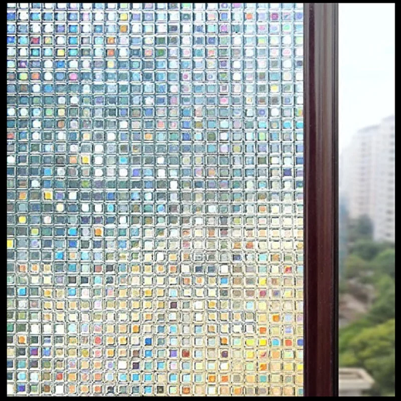 Mosaic Design Window Sticker 3D Laser Multi-SIze Privacy Protection Sun-Blocking Home Decoration Water-Proof For Home Office