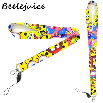 

24pcs SpongeBob SquarePants Patrick Star Neck Lanyard keychain Mobile Phone Strap ID Badge Holder Key Chain Keyrings Accessories