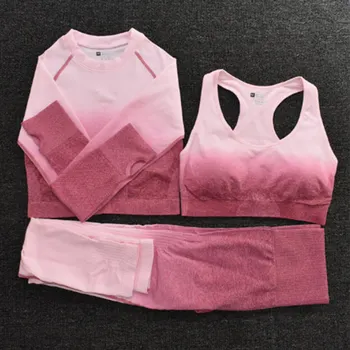 

Yoga Set 3 pcs Sports Bra And Leggings Women Gym Set Clothes Seamless Workout Fitness Sports Suit Sportswear