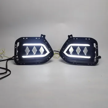 

YUANEN LED Car Daytime Running Light For Hyundai IX35 2018 2019 12V DRL LED Fog Lamp with yellow signal night blue