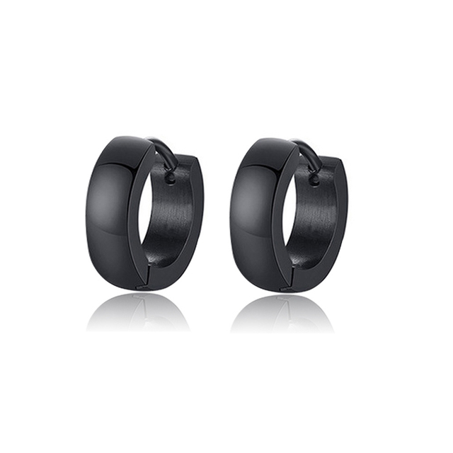 Punk Titanium Steel Ear Clip Ear Stud Earrings For Men Women Black Pierced/No Pierced Fake Ear Circle New Pop Jewelry
