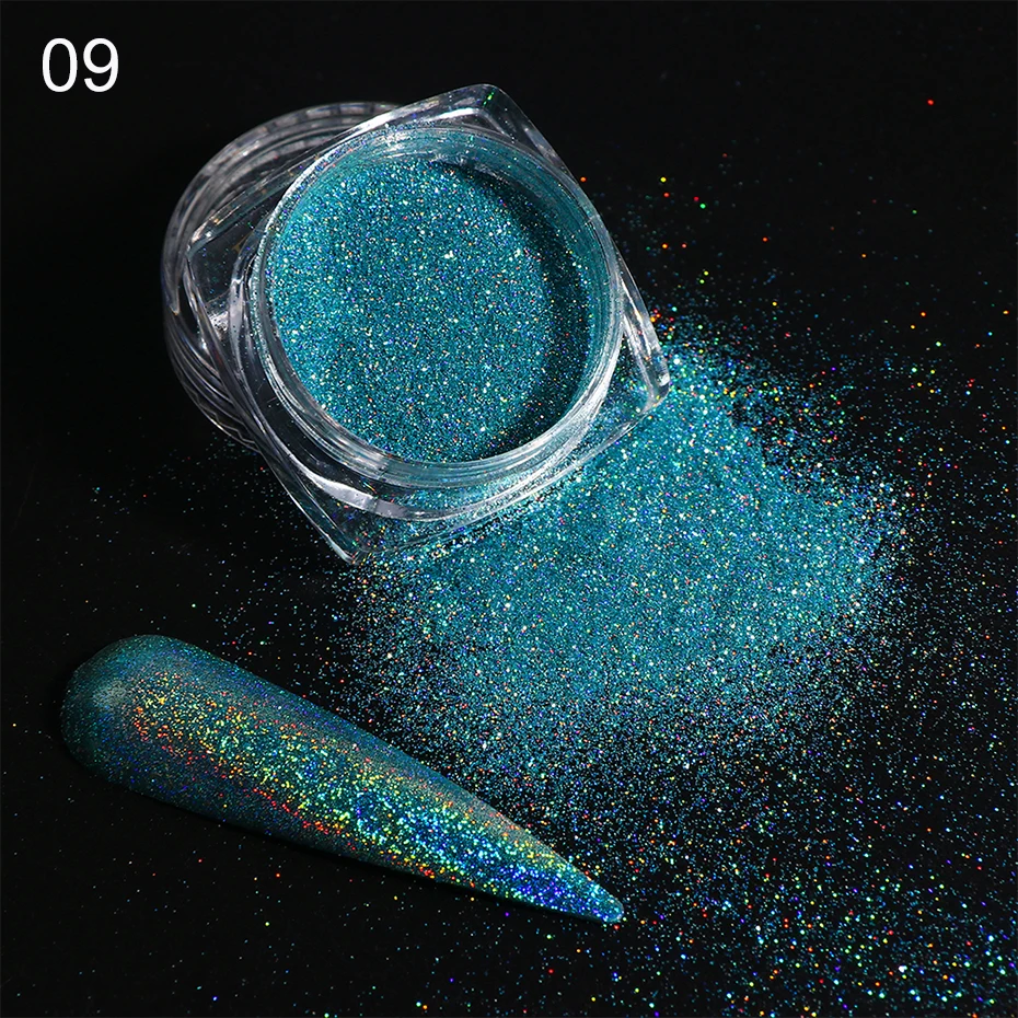 Holographic Nail Glitter Powder Laser Dipping Sequins Pigment Nail Art Gradient Mirror Chrome Dust Shining Polish Flakes BE1028-2 (13)