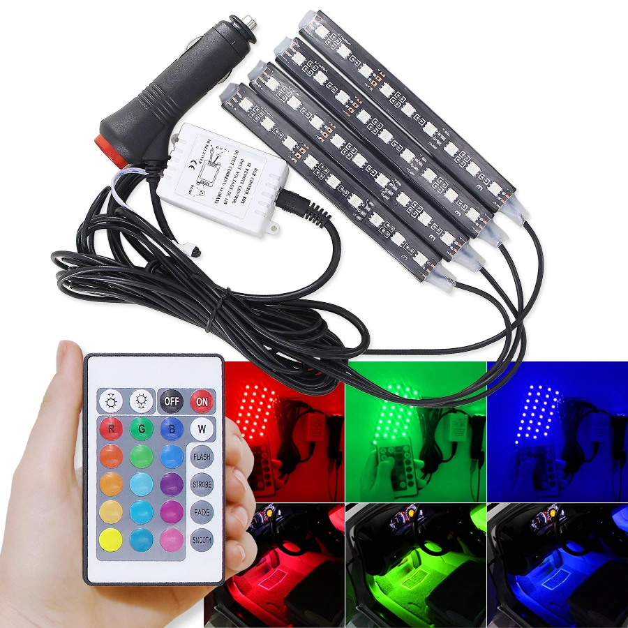 computer Land van staatsburgerschap hoofdkussen Dc 12v Car Auto Led Rgb Interior Floor Decorative Atmosphere Lamp Strip  Lights Kit Ambient 5050 With Remote For Car Suvs Styling - Led Strip -  AliExpress