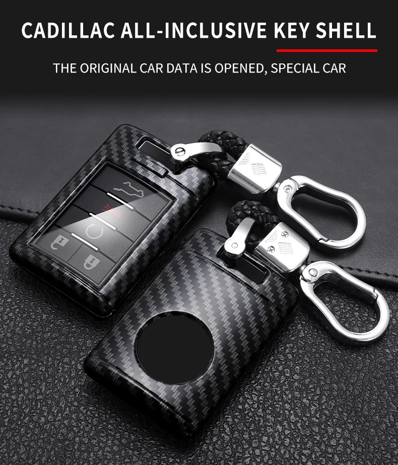 Carbon Fiber Car Smart Key Cover Case Fob For Cadillac DTS STS Escalade CTS SRX XTS ATS C7 2021 Protect Shell Accessories - H13014f78a1604efca62d3dd2361c64efR