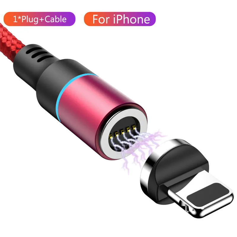 1 2 м Магнитный кабель Micro USB type C для зарядки iphone 7 8 6 Plus X Xs Max XR samsung s9 huawei P30 Xiaomi Redmi Mi6 шнур для передачи данных - Цвет: Red For iphone