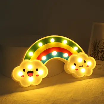 

Christmas Party LED Cute Cartoon 3D Children's Toys Bedroom Ornament Cloud Rainbow Warm Night Lights Lamp Festival Decoration