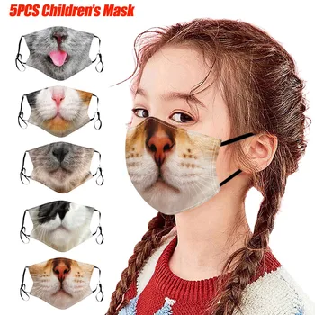 

5PC Kids Children Breathable Facial Mask Washable Face Mask Face Mask Reusable Cloth Face Shield Windproof Mouth Muffle