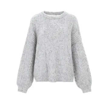 

2020 WOMEN NEW Flower Knitwear Women's Autumn and Winter New Loose Round Neck Wear Bottoming Sweater