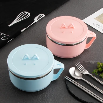 

Large Korean Lunch Box Portable Instant Noodle Bowl Stainless Steel Food Storage Containers Airtight Cuisine Lunch Box DA60FH