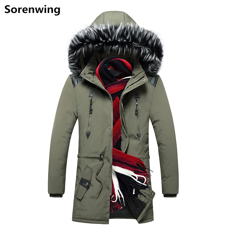 

with free gift 2019 Hat Detachable Men's Parkas Winter Windbreakers Mens Parka Jacket Thichen Male Coats Military Style Clothing