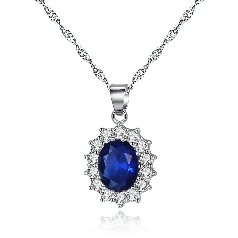 2020 new luxury blue color sunflower 925 sterling silver dubai for women lady anniversary gift jewelry wholesale christmas J5519 - Image 3