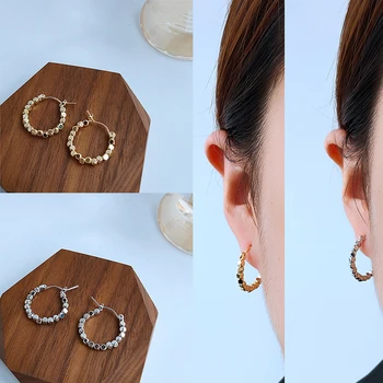 

Circle Simple Heavy Metal Earring Hoop Earrings Geometric Women Earrings Twisted Round Ear Ring Fashion Jewelry Ear Rings Silver