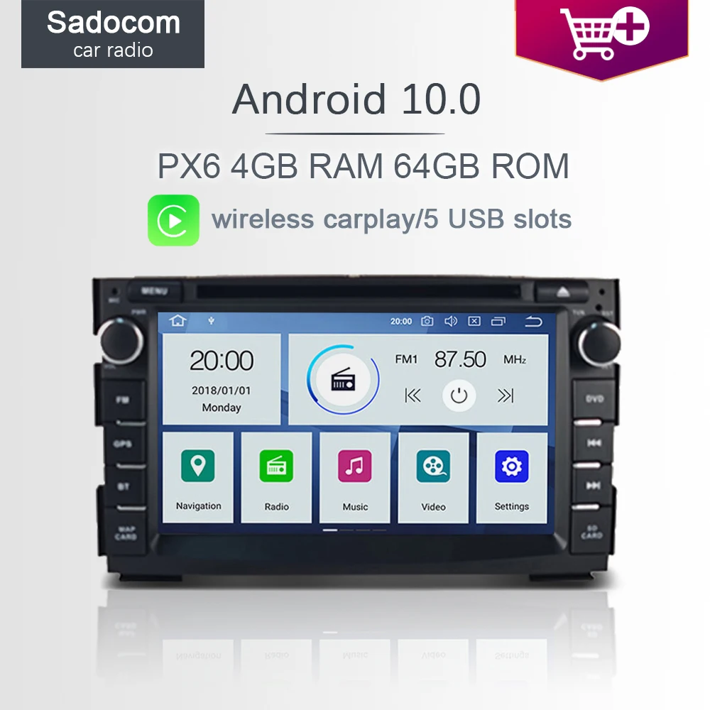 Carplay PX6 2 din Android 10 0 автомобильный DVD плеер 6 ядер 64 Гб ROM 4 RAM Авторадио GPS