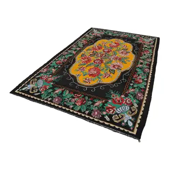 

207x324 Cm Black Handmade Vintage Moldovan Rugs Rug-7x11 Ft