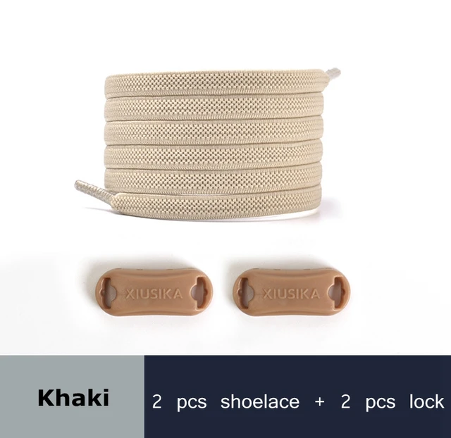 Reticulated Woven Elastic Shoe Laces Flat buckle Lock No Tie Shoelaces Sports Competition Take A Walk Sneakers Lazy Lace Khaki