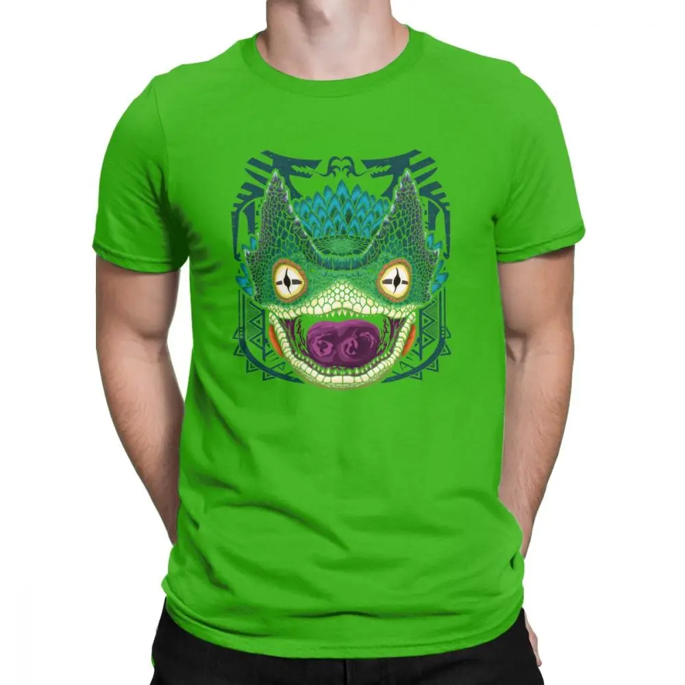 Мужские футболки с монстрами и охотниками, Pukei MHW, хлопковая одежда, новинка, футболка с коротким рукавом, Уникальные футболки размера плюс - Цвет: Зеленый