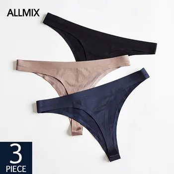 

ALLMIX 3Pcs/lot Women Seamless Sports Panties Sets Underwear Comfortable Underpants Sexy Women's Thongs G-String Low Waist Tanga
