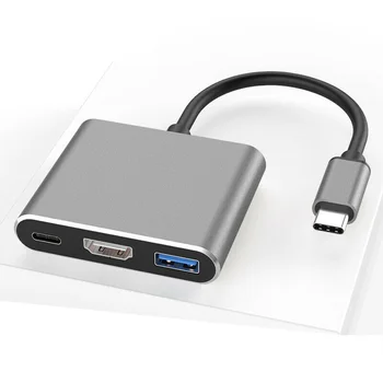 

USB Type C 3.1 To USB-C 4K HDMI USB 3.0 Adapter Cable 3 In 1 Hub For Macbook Pro Durable Design HDMI Interface