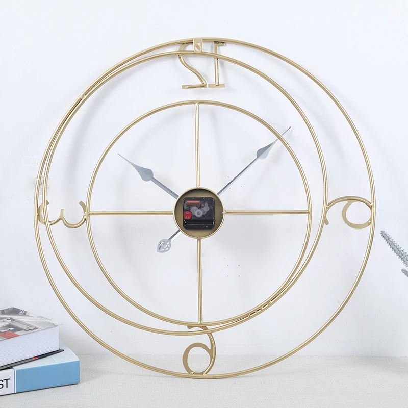 Modern Minimalist Digital Wall Clock Wrought Iron Golden Creative Wall
