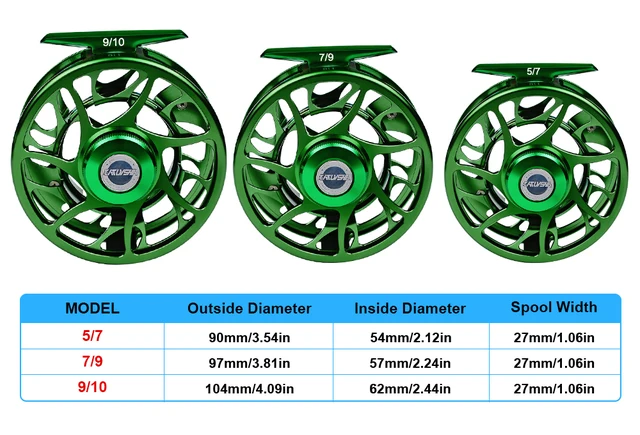 PROBEROS 3+1 BB Fly Fishing Wheel Green Color Fly Fishing Reel CNC Machine  Cut Large Arbor Die Casting Aluminum Fly Reel
