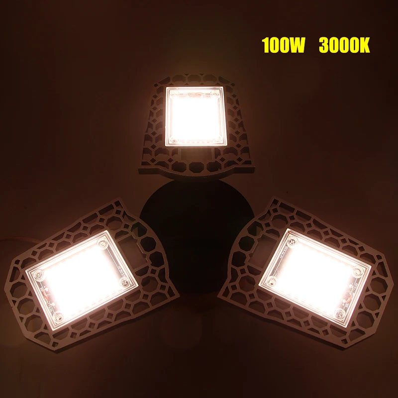 Светодиодный гараж светильник s 60/80/100W 7200LM деформируемая игрушка потолочный светильник ing для полной областях светодиодный светильник лампы NR - Цвет: 100w