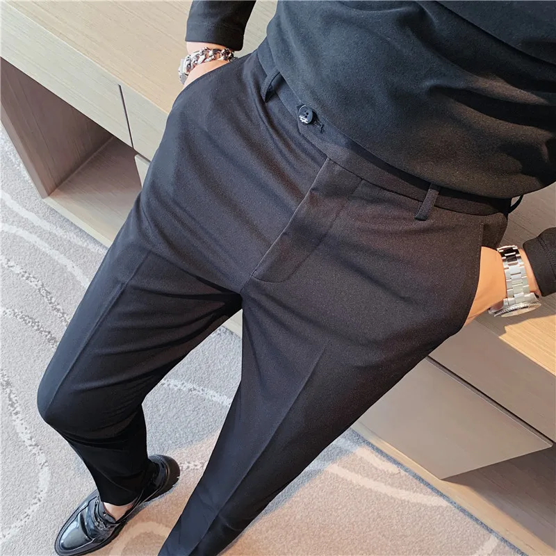 Classic Solid Color Men's Suit Pants 