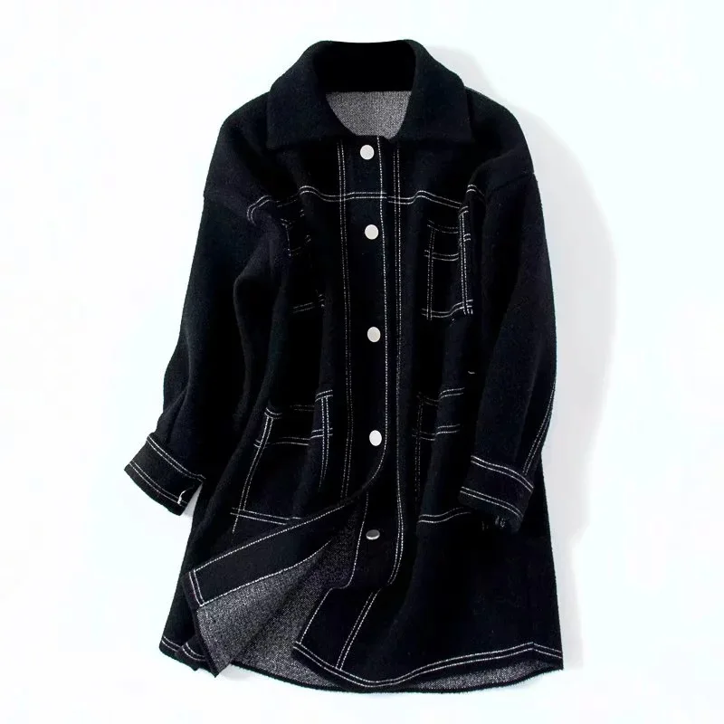 

D92-h691 WOMEN'S Dress New Products Mid-length Retro Double-Sided Duffle Coat Coat