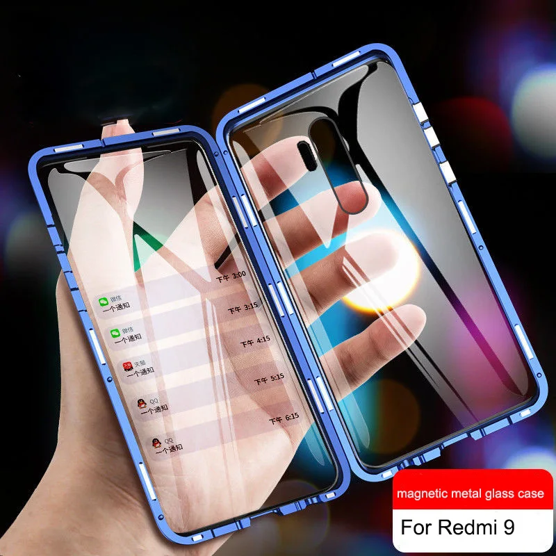Магнитный металлический чехол для Xiaomi 10 Lite Redmi Note 9s 8 8T 7 Pro 9A K20 Mi 9T 10T двухсторонний