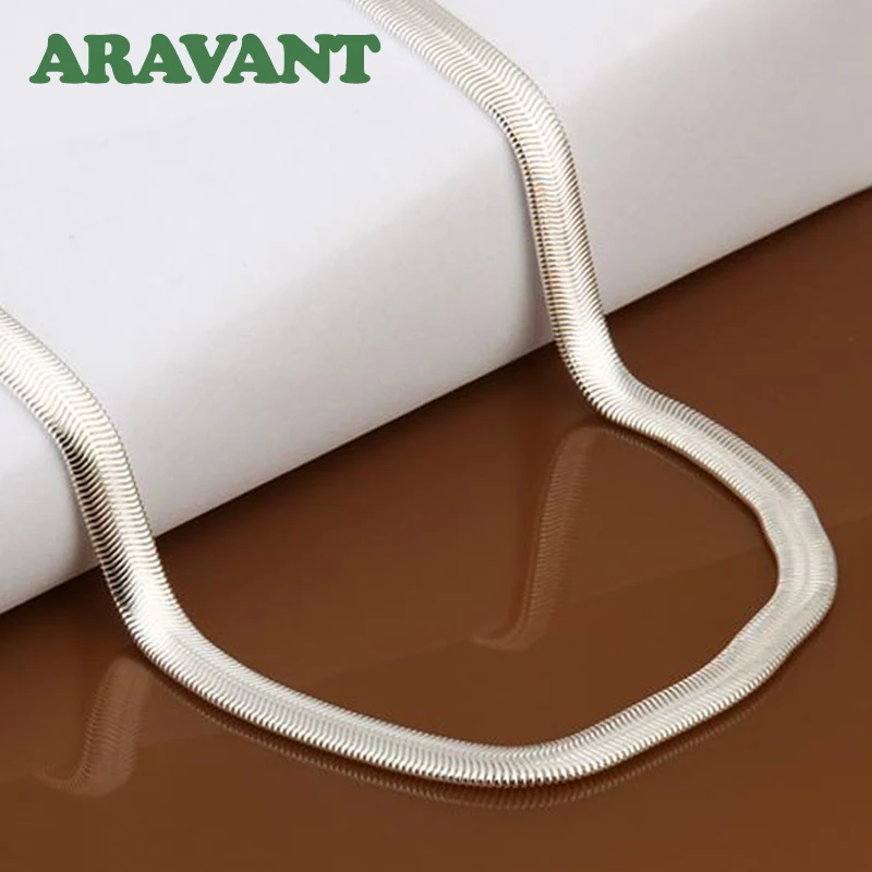 925 Silver 6MM Flat Snake Chain Necklace Bracelet Set For Women Men Fashion Jewelry