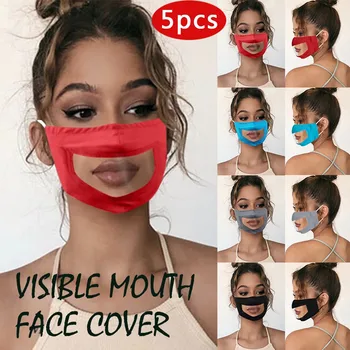 

5PCS Transparent Masks With Clear Window Visible Expression Face Cover For Deaf Mute People Mouth Cover Face Shield Mondmaskers