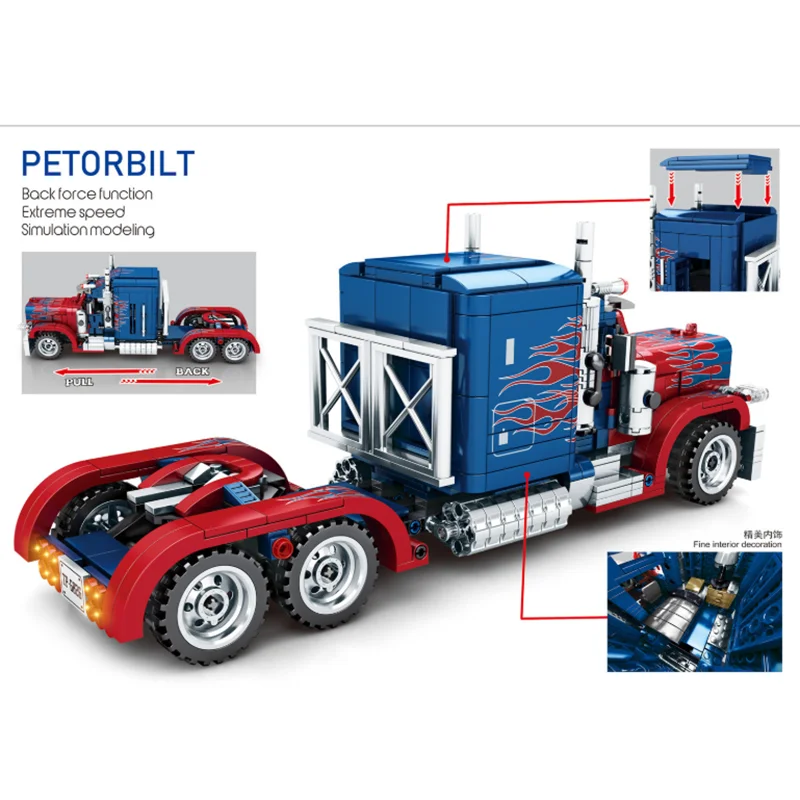 Buy Sembo Peterbilt 389 Trucks Building Blocks Compatible Legoinglys Technic Prime Bricks Educational Toys for Chidren