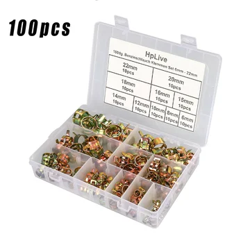 

With Box Hose Clip Set Accessories 100Pcs Air Tube Fastener Carbon steel