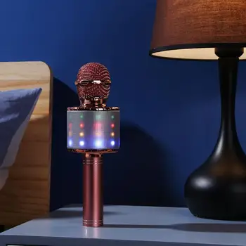 

Wireless Microphone Glowing Bluetooth WS858L Home Karaoke Microphones Speaker Handheld Music Player Singing Recorder KTV