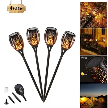 

4Pcs/set 72LED Solar Flame Lamp Flickering Outdoor IP65 Waterproof Landscape Yard Garden Light Path Lighting Torch Light
