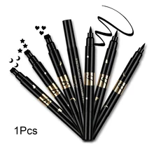 1 шт., водостойкая жидкая подводка для глаз с двойной головкой, Стильная черная форма, печать, тату, долговечная подводка для глаз, карандаш, инструменты для макияжа